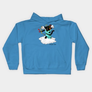 Valentine's Day Coal Black Cupid Cat Kids Hoodie